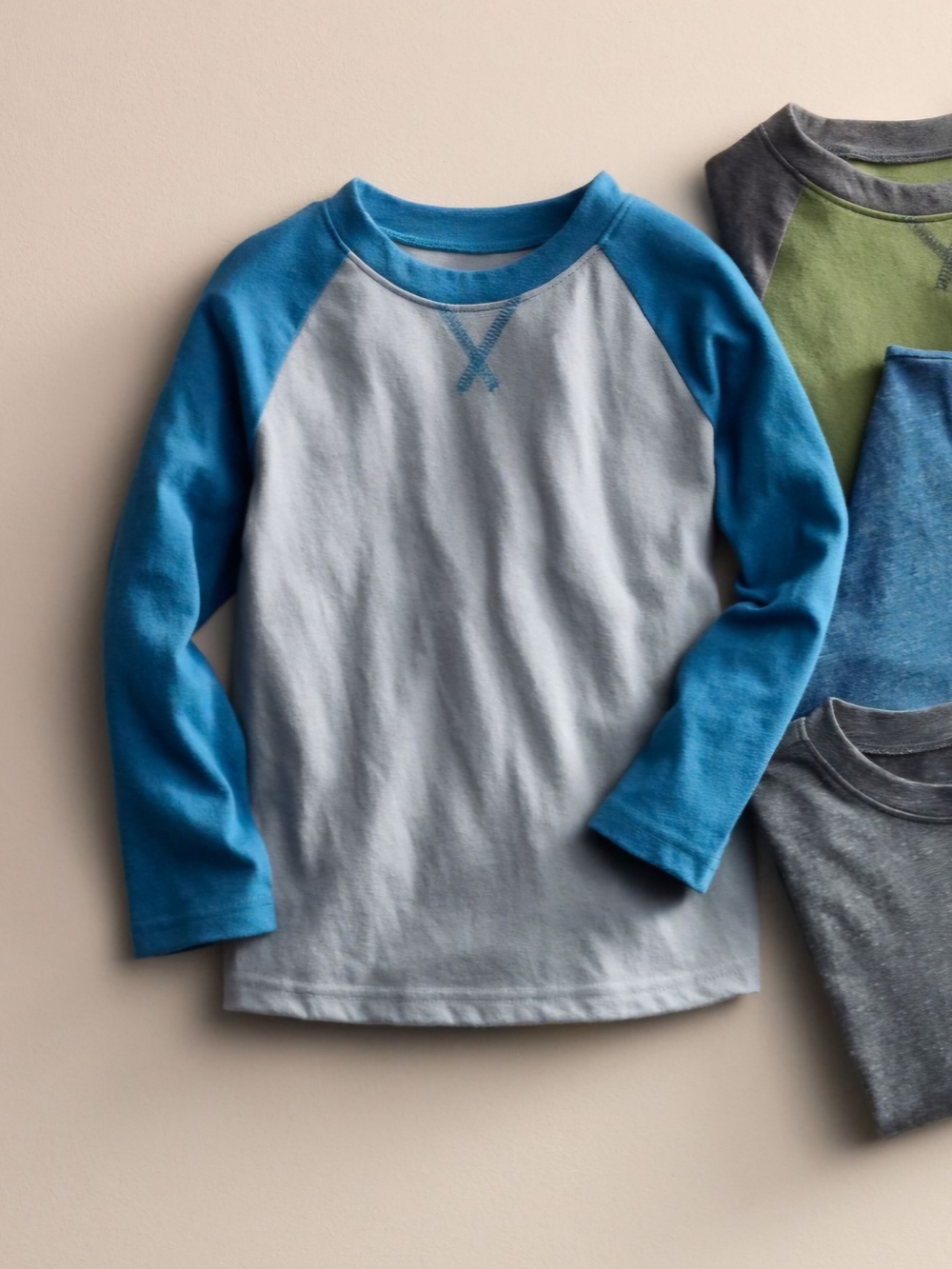 Jumping Beans Toddler Boy Long Sleeve Raglan Baseball T-Shirt Grey Navy Size 3T